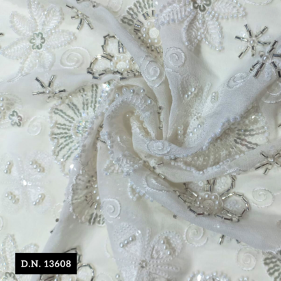 Buy Embroidered beads with Sequins fabric for your Bridal Dress