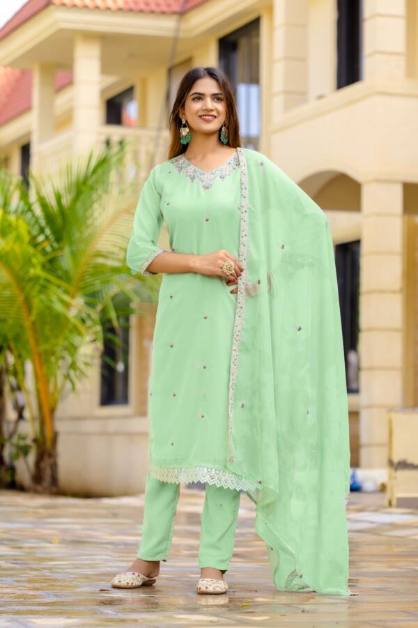 Stylish Embroidered Straight Kurta Set with Dupatta - Kanak Kali Design