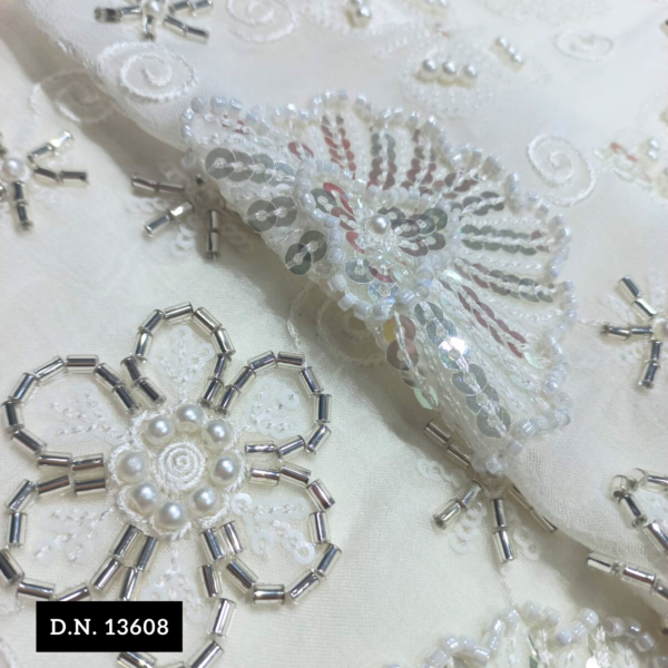 Dyeable Embroidered beads with Sequins fabric for your Bridal Dress