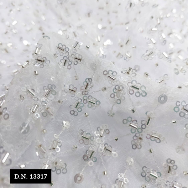 Buy Luxurious High-Quality Beaded Sequined Mesh Fabric for Wedding Dresses