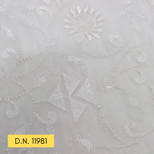 Floral Jaal Embroidery on White Georgette Fabric