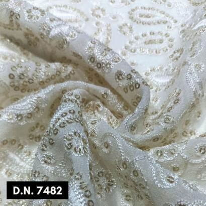 Buy Allover Schiffli Embroidery Georgette Fabric for Heavy Garments