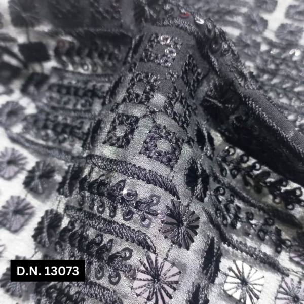 High-Quality Black Embroidery Fabric for Stylish Kurtas and Jackets