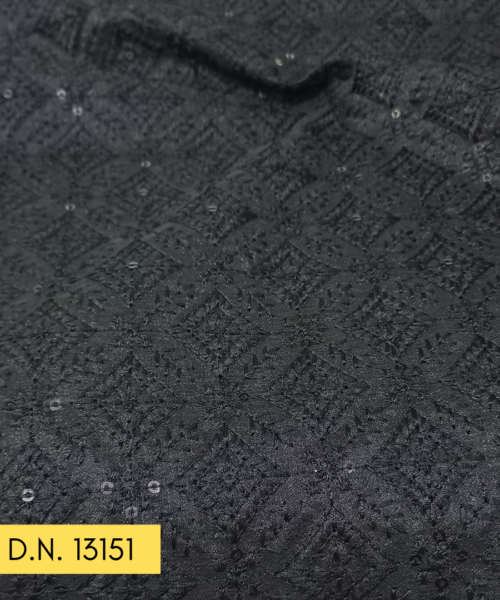 Buy Premium embroidered black sherwani fabric