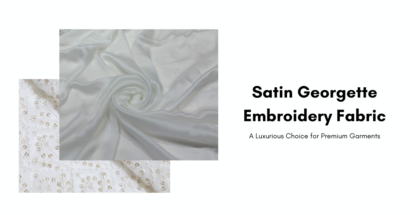 Satin Georgette Embroidery Fabric for sarees, lehengas, and gowns with intricate embroidery and luxurious sheen.