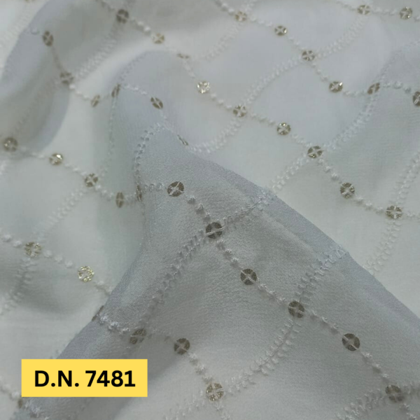 Shop Allover Schiffli Embroidery Fabric D.N. 7481 for Dresses & Sarees