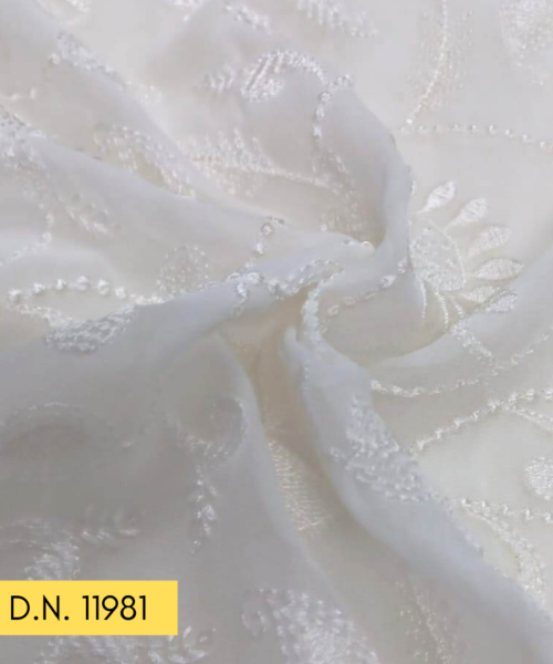 Buy White Georgette Floral Embroidered Fabric for Ethnic & Designer Wear