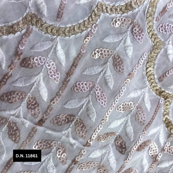 Allover Brown & Gold Sequins Georgette Fabric for Bridal Wear