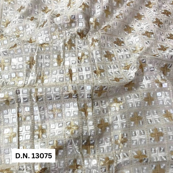 Allover Silver Sequin Georgette Fabric - Perfect for Dresses