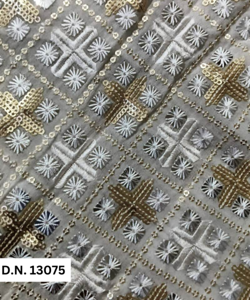 Buy Silver Square Sequin Georgette Fabric for Bridal, Gowns & Lehengas