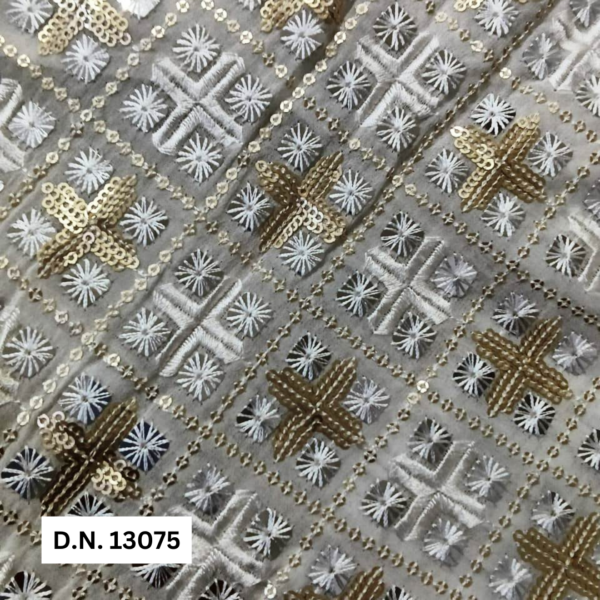 Buy Silver Square Sequin Georgette Fabric for Bridal, Gowns & Lehengas