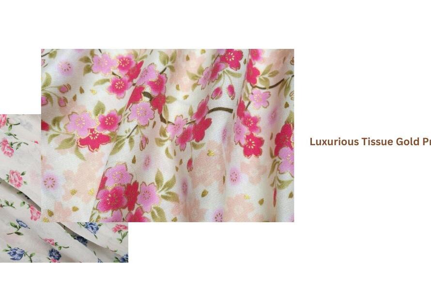 Luxurious Tissue Gold Printed Fabric