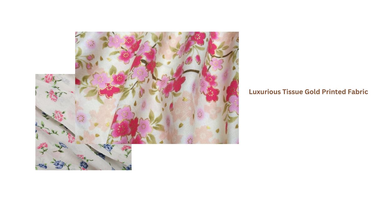 Luxurious Tissue Gold Printed Fabric