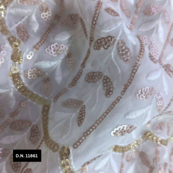 Luxury Brown & Gold Sequins Fabric for Gowns and Lehenga