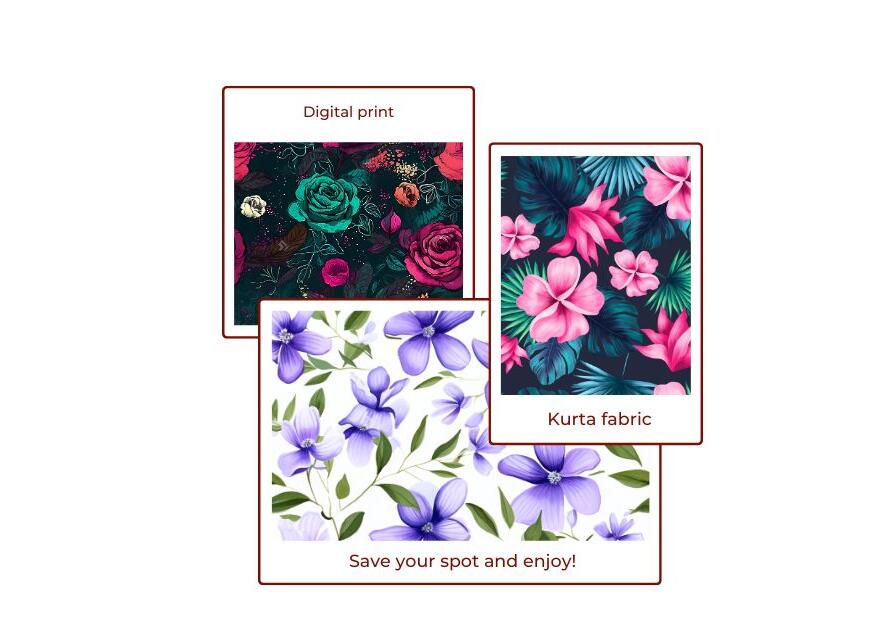 Natural Crepe Printed Fabric showcasing vibrant designs for dresses, sarees, and bridal outfits