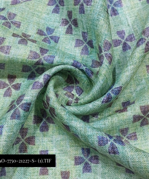 Buy Green Linen Touch Digital Print Fabric for Men’s Shirts and Kurtas