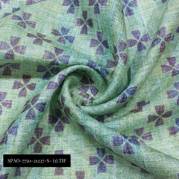 Buy Green Linen Touch Digital Print Fabric for Men’s Shirts and Kurtas