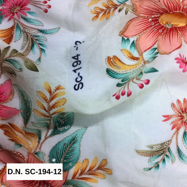 Buy Beautiful White Floral Position Print Fabric