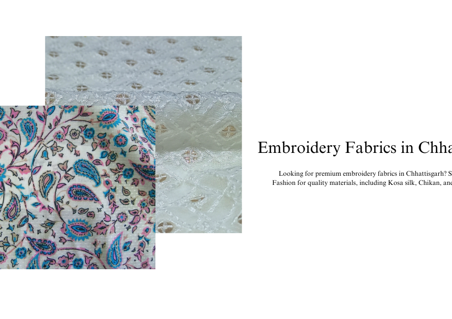 Looking for premium embroidery fabrics in Chhattisgarh? Shop at Madhav Fashion for quality materials, including Kosa silk, Chikan, and Zardozi designs.