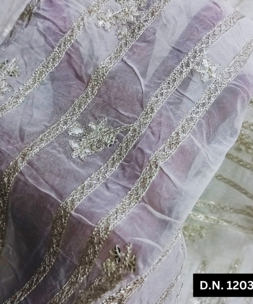 Buy Dyeable chain stitch viscose organza fabric with Floral Pattern