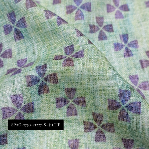 Lovely Green Floral Digital Print Linen touch fabric for Mens Shirts