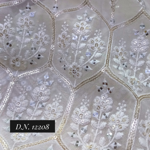 Luxurious Designer Lehenga Fabric with Intricate Embroidery and Sequins