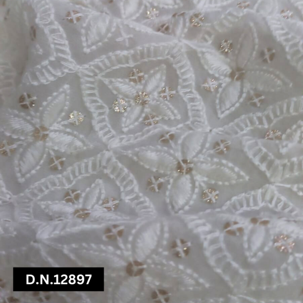 Buy Lucknowi Chikankari Embroidery Fabric for any Types of Garment Creation