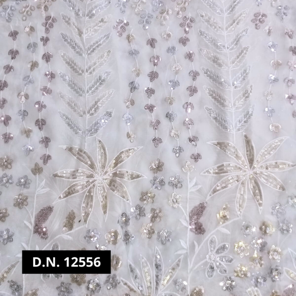 Premium Heavy Embroidered Georgette Fabric for Sarees, Lehengas, and Gowns