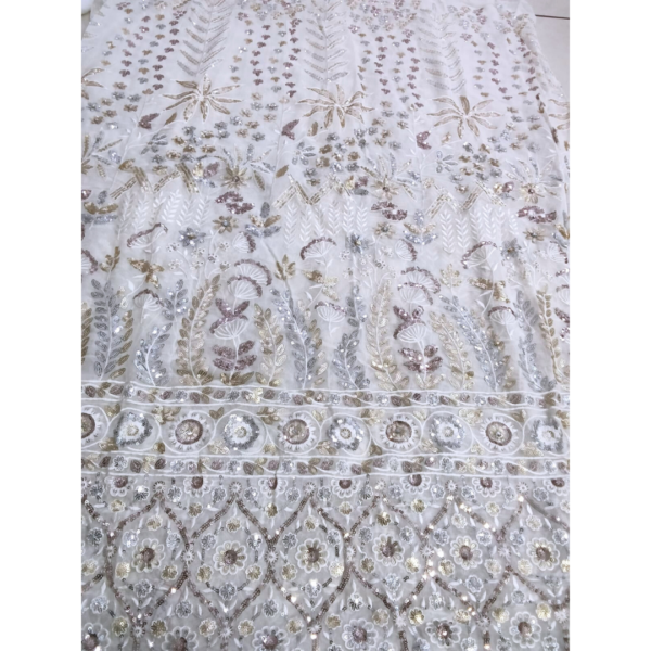 Shop Premium Georgette Fabric with Silver & Gold Sequins for Sarees & Gowns