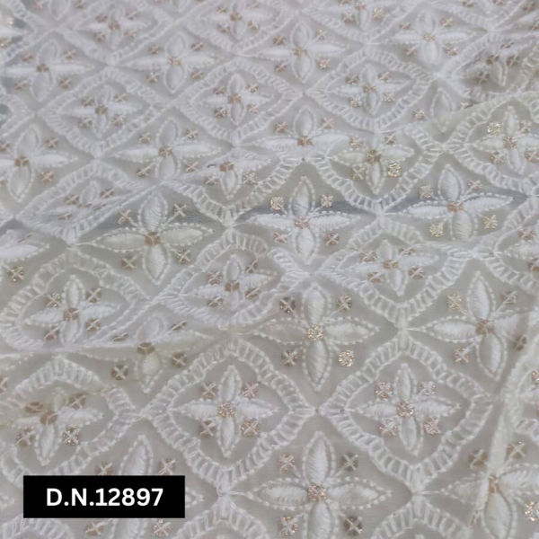 Viscose Georgette Lucknowi Chikankari Fabric for Designer Creations