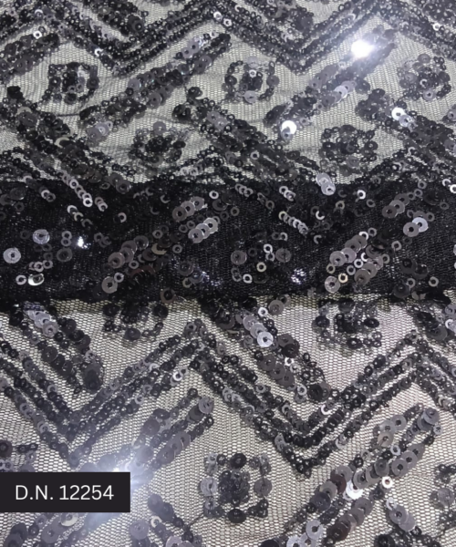 Beautiful Geometrical Pattern Black Sequin Fabric for Dress