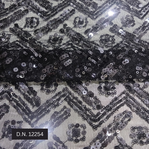 Beautiful Geometrical Pattern Black Sequin Fabric for Dress