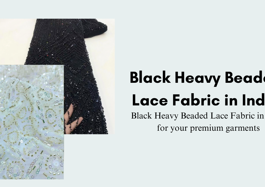 Black Heavy Beaded Lace Fabric in India for your premium garments