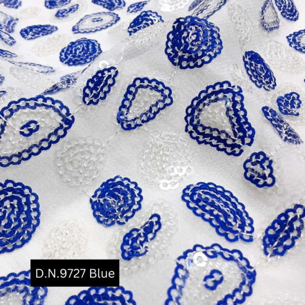 Buy Blue Transparent Sequins Fabric for Wedding & Evening Dresses