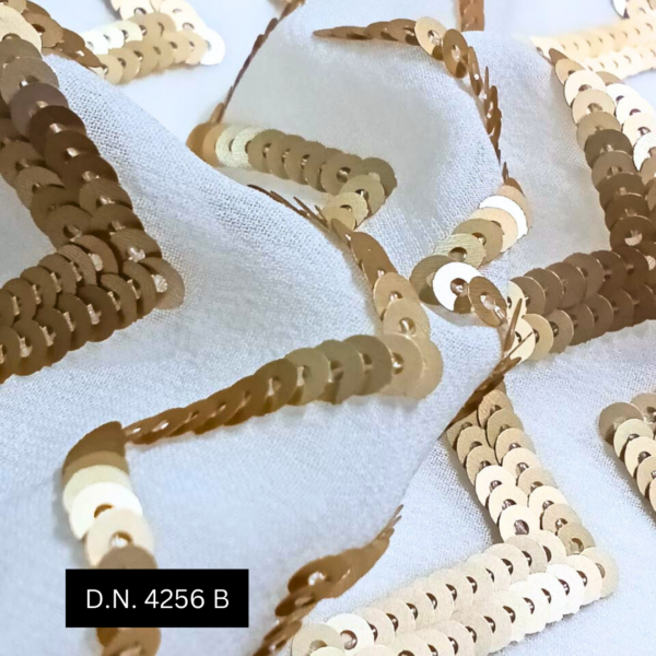 Buy Golden Zigzag Sequin Embroidery Fabric