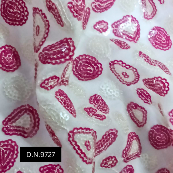 Buy Marron & White Sequins Motif Georgette Fabric for Luxurious Outfits