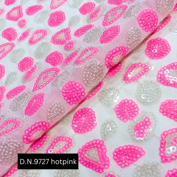 Embroidered Buy Hot Pink Sequin Fabric