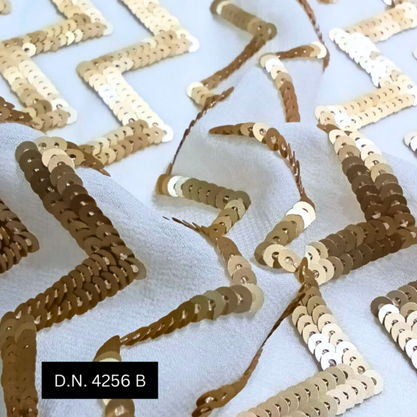 Golden Zigzag Sequin Embroidery Fabric