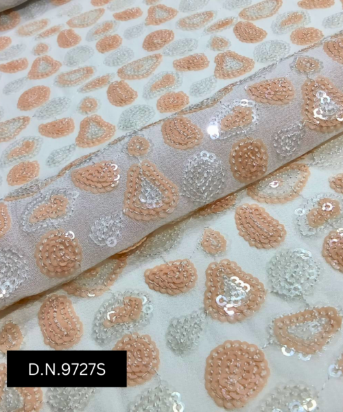 Buy Light Brown Sequins Fabric for Elegant Apparel