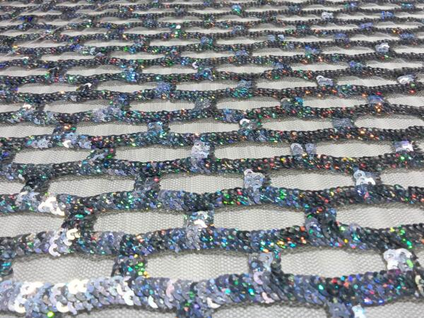 Luxury Sky Blue Sequin Embroidered Net Fabric – Ideal for Women’s Fashion