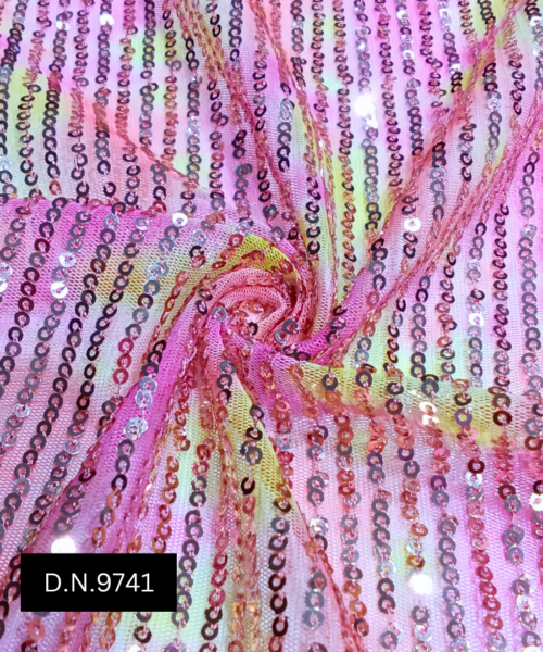 Multicolor Printed Sequins Fabric for Dresses