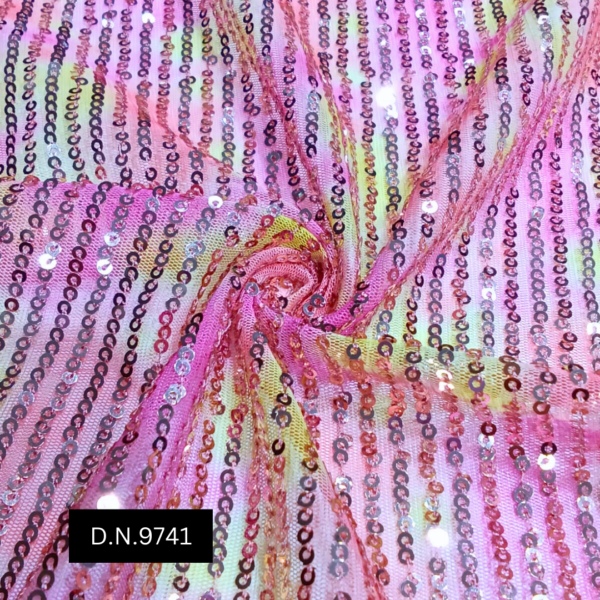 Multicolor Printed Sequins Fabric for Dresses