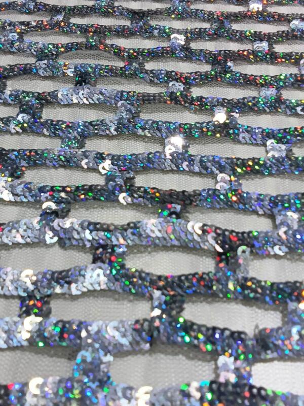 Premium Sky Blue Sequin Embroidery Net Fabric