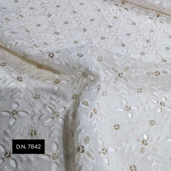 Schiffli Lace Designer Fabric with Allover Embroidery