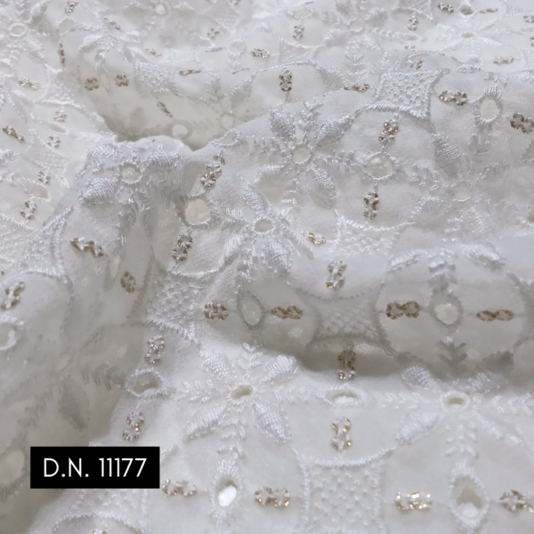 Schiffli embroidery fabric on georgette for designer wear