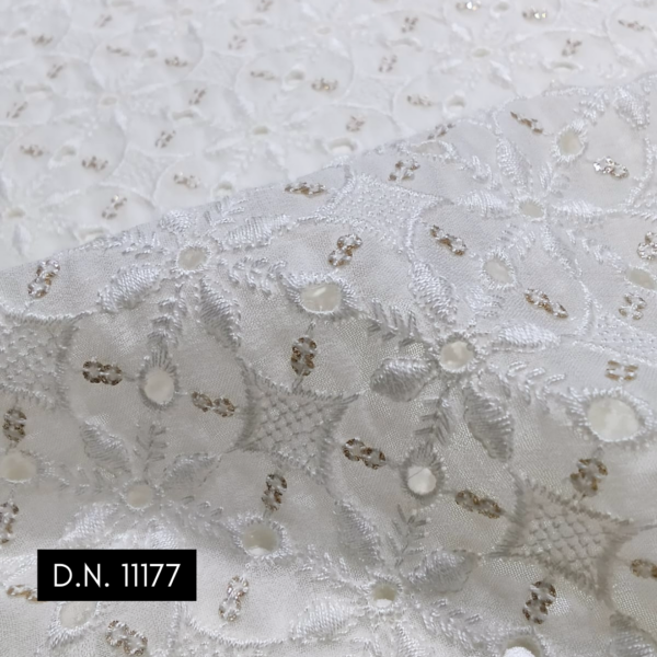 Schiffli georgette fabric with intricate patterns