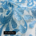 Shop Floral Blue Sequins Net Fabric – Premium Embroidered Fabric for Fashion