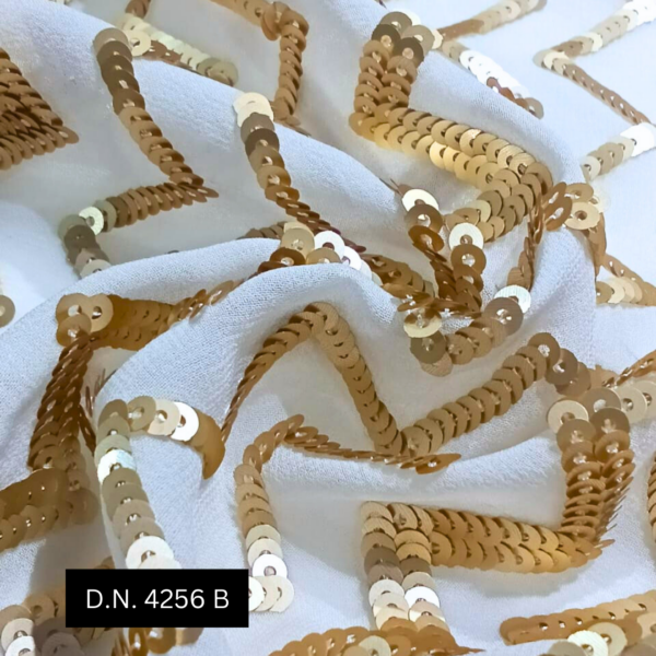 Shop Now Golden Zigzag Sequin Embroidery Fabric