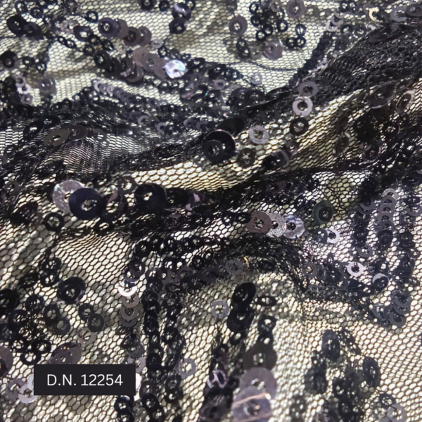 Stunning Geometrical Pattern Black Sequin Fabric for Dress