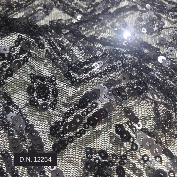 best Geometrical Pattern Black Sequin Fabric for Dress